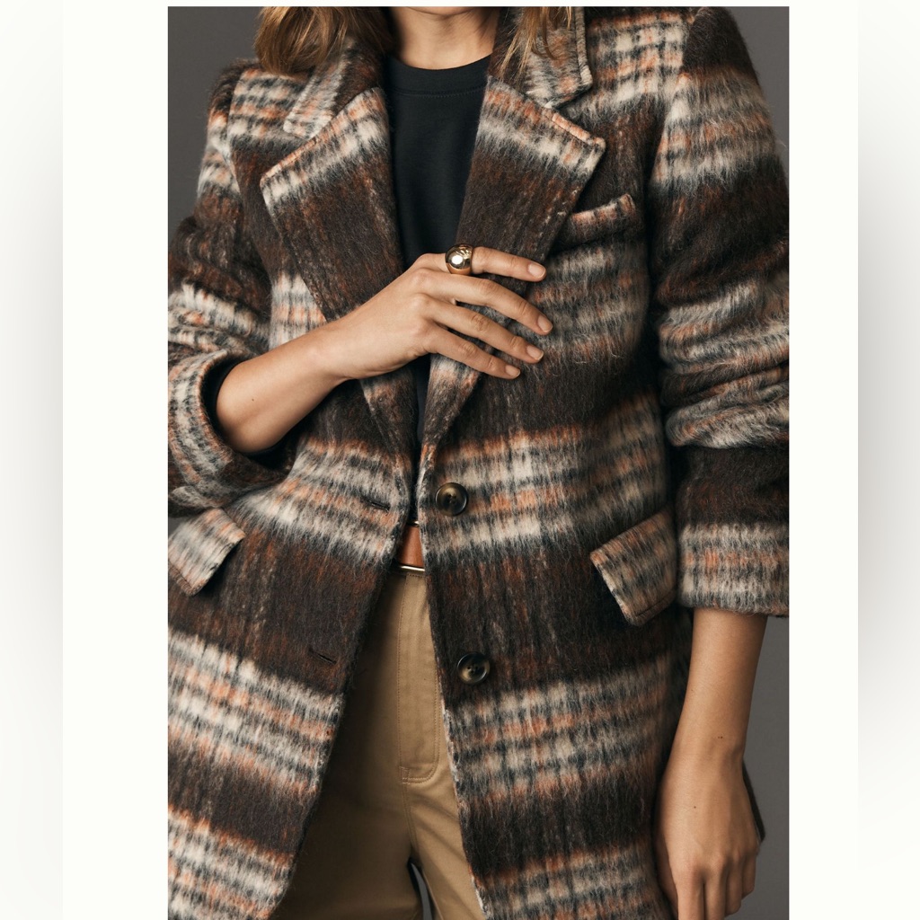 Anthropologie Maeve Brushed Plaid Blazer